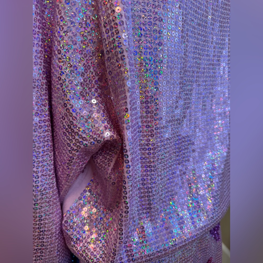 New! QUEEN OF SPARKLES Set! Pink Sequin Holiday Words Cardigan & Skirt Set - Picture 11 of 14